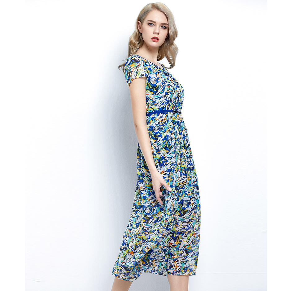 short sleeve printing dress for women